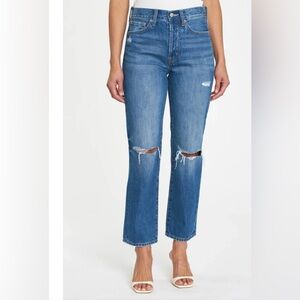 PISTOLA Mid Blue Distressed Straight-Leg Jeans